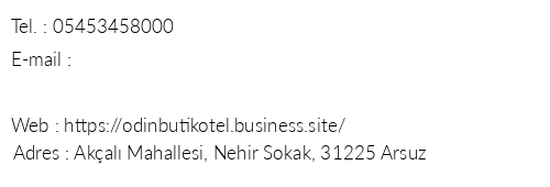Arsuz Odin Butik Otel telefon numaralar, faks, e-mail, posta adresi ve iletiim bilgileri